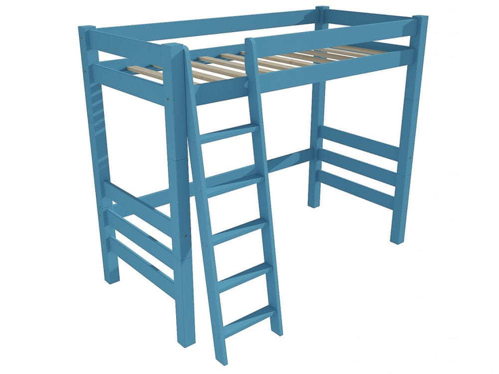 eoshop Poschodová zvýšená posteľ 8X8 11A (Rozmer: 90 x 200 cm, Farba dreva: farba modrá)