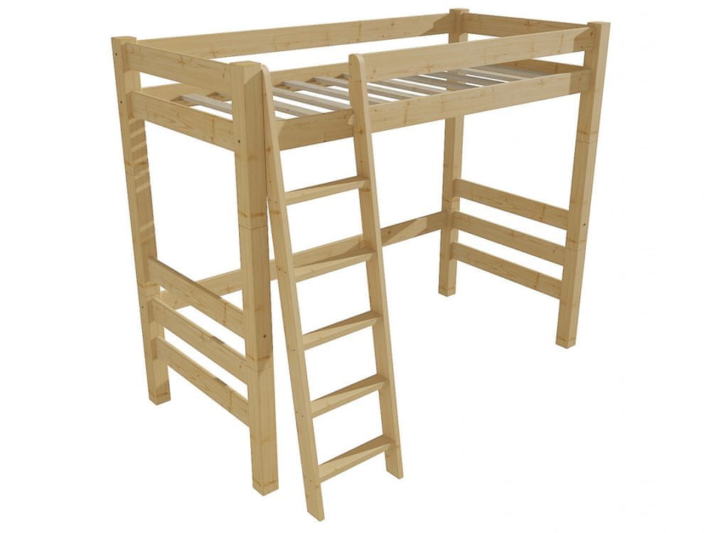 eoshop Poschodová zvýšená posteľ 8X8 11A (Rozmer: 90 x 180 cm, Farba dreva: bezfarebný lak)