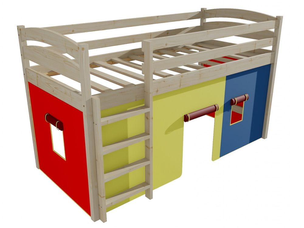 eoshop Poschodová zvýšená posteľ ZP 001 (Rozmer: 80 x 180 cm, Farba dreva: surové drevo)