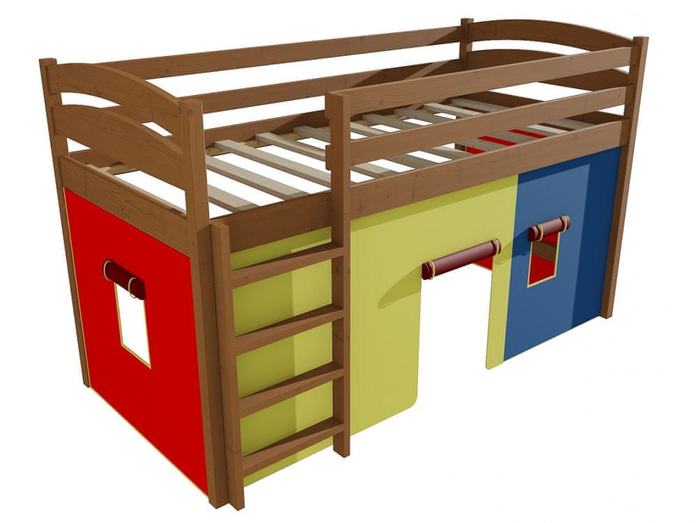 eoshop Poschodová zvýšená posteľ ZP 001 (Rozmer: 90 x 200 cm, Farba dreva: morenie dub)