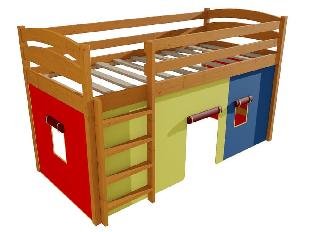 eoshop Poschodová zvýšená posteľ ZP 001 (Rozmer: 80 x 190 cm, Farba dreva: morenie jelša)