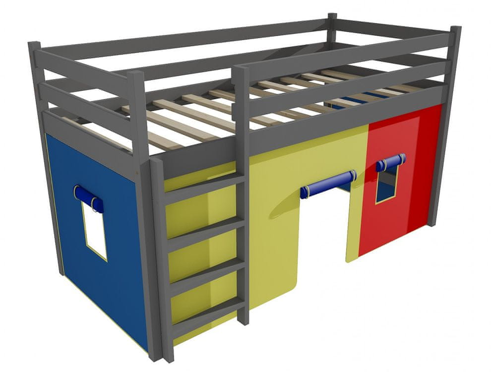 eoshop Poschodová zvýšená posteľ ZP 002 (Rozmer: 90 x 190 cm, Farba dreva: farba sivá)