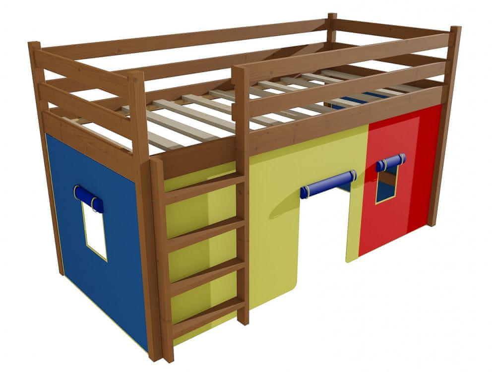 eoshop Poschodová zvýšená posteľ ZP 002 (Rozmer: 90 x 200 cm, Farba dreva: morenie dub)