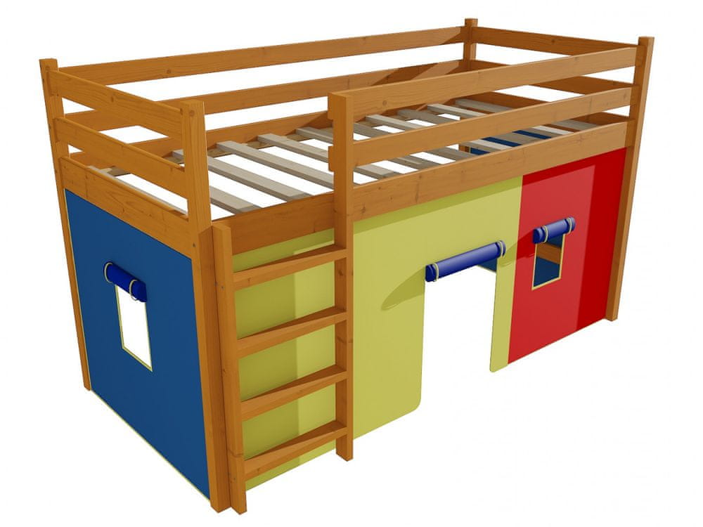 eoshop Poschodová zvýšená posteľ ZP 002 (Rozmer: 80 x 200 cm, Farba dreva: morenie jelša)