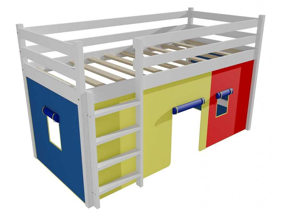 eoshop Poschodová zvýšená posteľ ZP 002 (Rozmer: 80 x 190 cm, Farba dreva: farba biela)