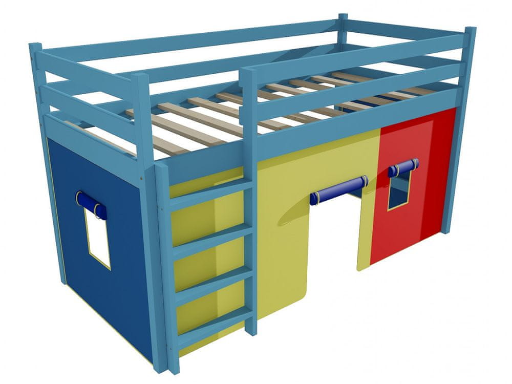 eoshop Poschodová zvýšená posteľ ZP 002 (Rozmer: 80 x 200 cm, Farba dreva: farba modrá)