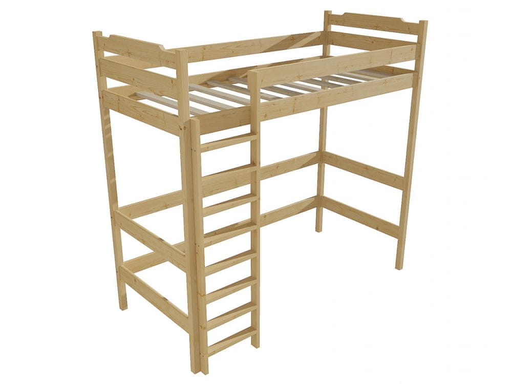 eoshop Poschodová zvýšená posteľ ZP 004 (Rozmer: 90 x 200 cm, Farba dreva: bezfarebný lak)