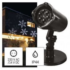 EMOS LED vianočný dekoratívny projektor – vločky DCPC02, vonkajšie aj vnútorné, biela 1550005006