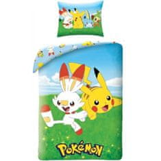 Halantex Bavlnené posteľné obliečky Pokémoni - Scorbunny a Pikachu