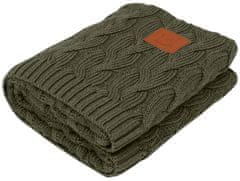 INFANTILO Bambusová deka vzor pletený vrkoč - Khaki