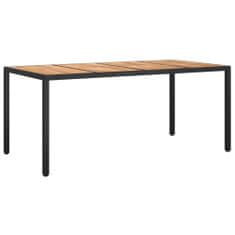 Vidaxl Záhradný stôl 190x90x75 cm polyratan a akáciové drevo čierny
