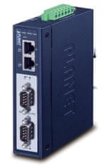 Planet MODBUS priemyselná brána RS-232/422/485 na IP, 2x COM, 100Base-TX, RTU/ACSII, -40 až +75 ° C, 12-48VDC, IP30