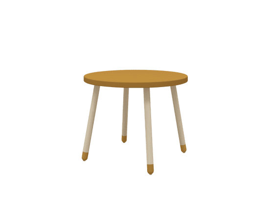 Flexa Flexa Drevený okrúhly stôl pre deti horčicový Dots