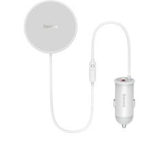 shumee MagSafe 15W bezdrôtová nabíjačka do auta s USB držiakom vetracieho otvoru, biela