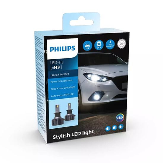Philips Philips H3 HL Ultinon Pro3022 LED 12V/24V 6000K NO ECE 2ks PH 11336U3022X2