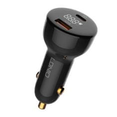 LDNIO Nabíjačka do auta LDNIO C101, USB + USB-C, 100 W + kábel USB-C na Lightning (čierna)