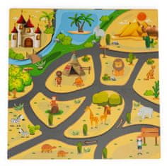 EcoToys Penová podložka Puzzle safari 93x93 cm farebná