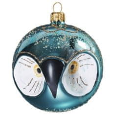 Decor By Glassor Vianočná guľa – sova tyrkysová