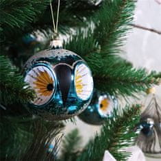 Decor By Glassor Vianočná guľa – sova tyrkysová