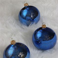 Decor By Glassor Vianočná banka modrá zlatý dekor (Veľkosť: 8)