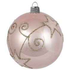 Decor By Glassor Vianočná guľa ružová hviezda