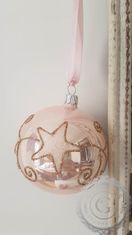 Decor By Glassor Vianočná guľa ružová hviezda