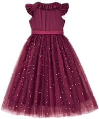 EXCELLENT Dievčenské spoločenské šaty s hviezdičkami veľkosť 128 - bordová
