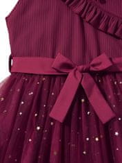EXCELLENT Dievčenské spoločenské šaty s hviezdičkami veľkosť 128 - bordová