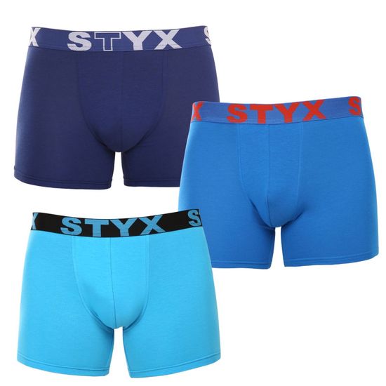 Styx 3PACK pánske boxerky športová guma nadrozmer modré (3R96879)