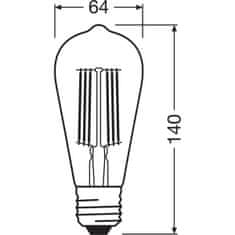 LEDVANCE LED žiarovka E27 ST64 4W = 60W 840lm 3000K Teplá biela 320° Filament