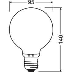LEDVANCE LED žiarovka E27 G95 4W = 60W 840lm 3000K Teplá biela 320°