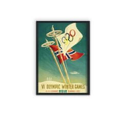 Vintage Posteria Plagát Plagát VI Zimné olympijské hry v Osle A2 - 42x59,4 cm