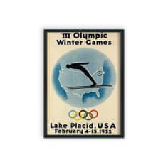 Vintage Posteria Plagát do izby Plagát do izby Zimné olympijské hry v Lake Placid A4 - 21x29,7 cm