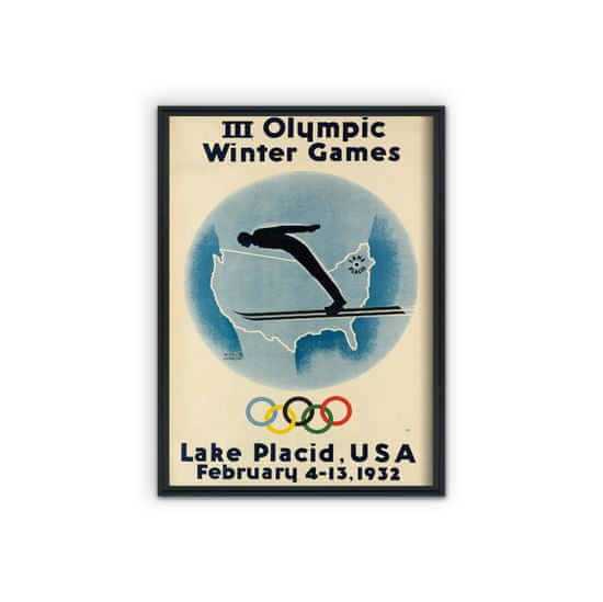 Vintage Posteria Plagát do izby Zimné olympijské hry v Lake Placid A1 - 59,4x84,1 cm