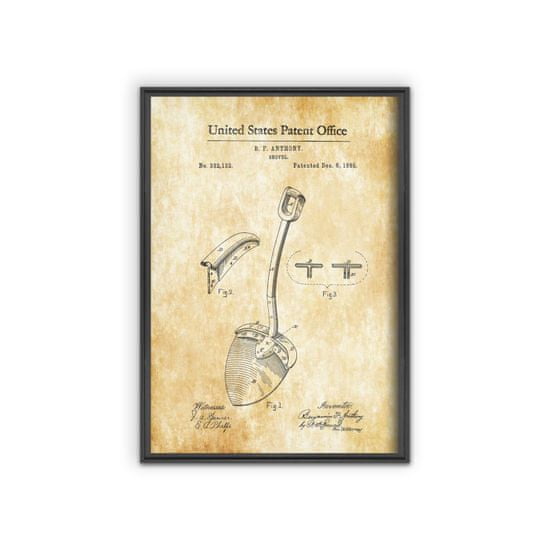 Vintage Posteria Plagát do izby Lopata Anthony Americký patent A1 - 59,4x84,1 cm