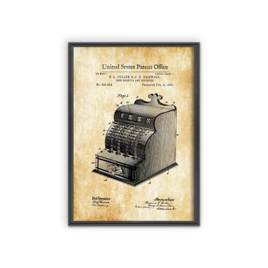 Vintage Posteria Plagát Pokladňa Fuller &amp; Griswold Americký patent A1 - 59,4x84,1 cm