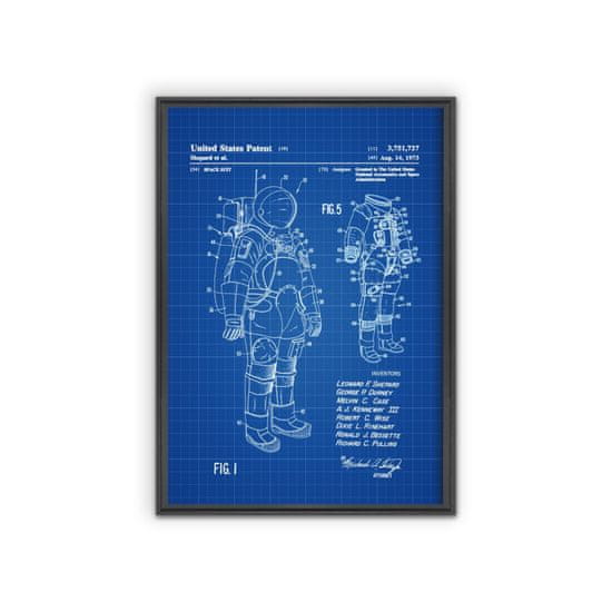 Vintage Posteria Plagát Kozmický skafander Apollo Patent Astronaut A1 - 59,4x84,1 cm