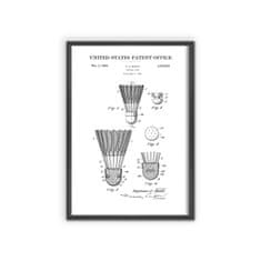 Vintage Posteria Plagát Plagát Patent na badmintonový loptičku A3 - 29,7x42 cm