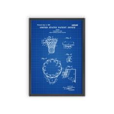 Vintage Posteria Poster Poster Americký patent na basketbalový kôš A4 - 21x29,7 cm