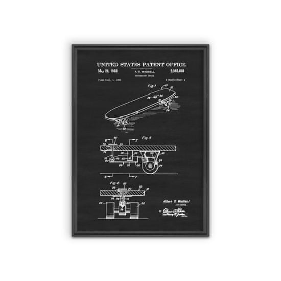Vintage Posteria Plagát do obývačky Prelomiť Waddell Skateboard Americký patent A1 - 59,4x84,1 cm