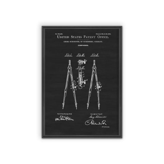 Vintage Posteria Plagát na stenu Kresliaci kompas Schoenner US Patent A1 - 59,4x84,1 cm