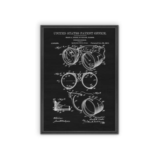 Vintage Posteria Plagát na stenu Zváračské okuliare Ihrcke Americký patent A1 - 59,4x84,1 cm