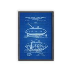Vintage Posteria Plagát Plagát Americký patent na ponorku A2 - 42x59,4 cm