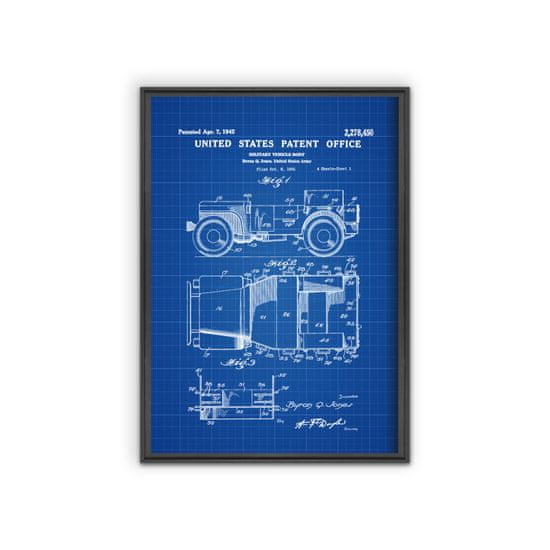Vintage Posteria Plagát do izby Willys Military Jeep Patent Patent Automobile US Army A1 - 59,4x84,1 cm
