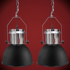 Vidaxl Kovová stropná lampa 2 ks, nastaviteľná výška, moderná, čierna