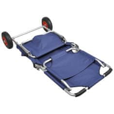 Vidaxl Plážový vozík s kolieskami, prenosný, skladací, modrý