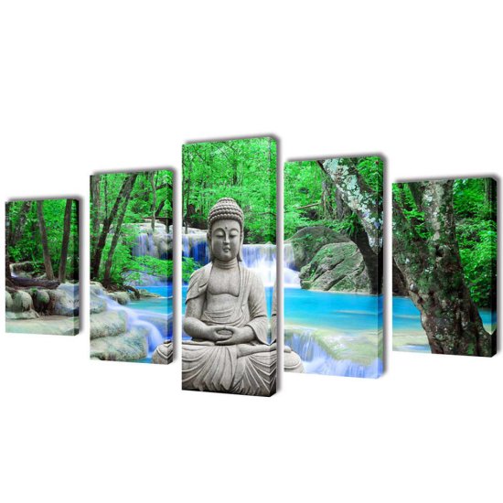 Vidaxl Sada obrazov na stenu, motív Buddha 200 x 100 cm