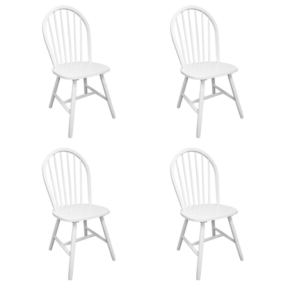 Vidaxl Jedálenské stoličky 4 ks, biele, kaučukový masív