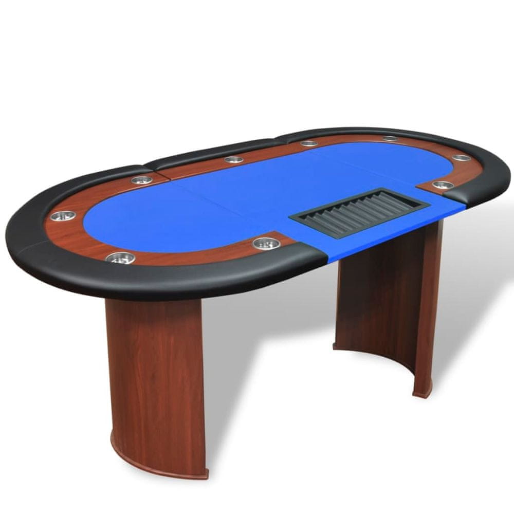 Petromila vidaXL Pokerový stôl pre 10, zóna pre dílera, držiak na žetóny, modrý