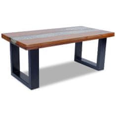 Vidaxl Konferenčný stolík z teakového dreva a živice, 100 x 50 cm